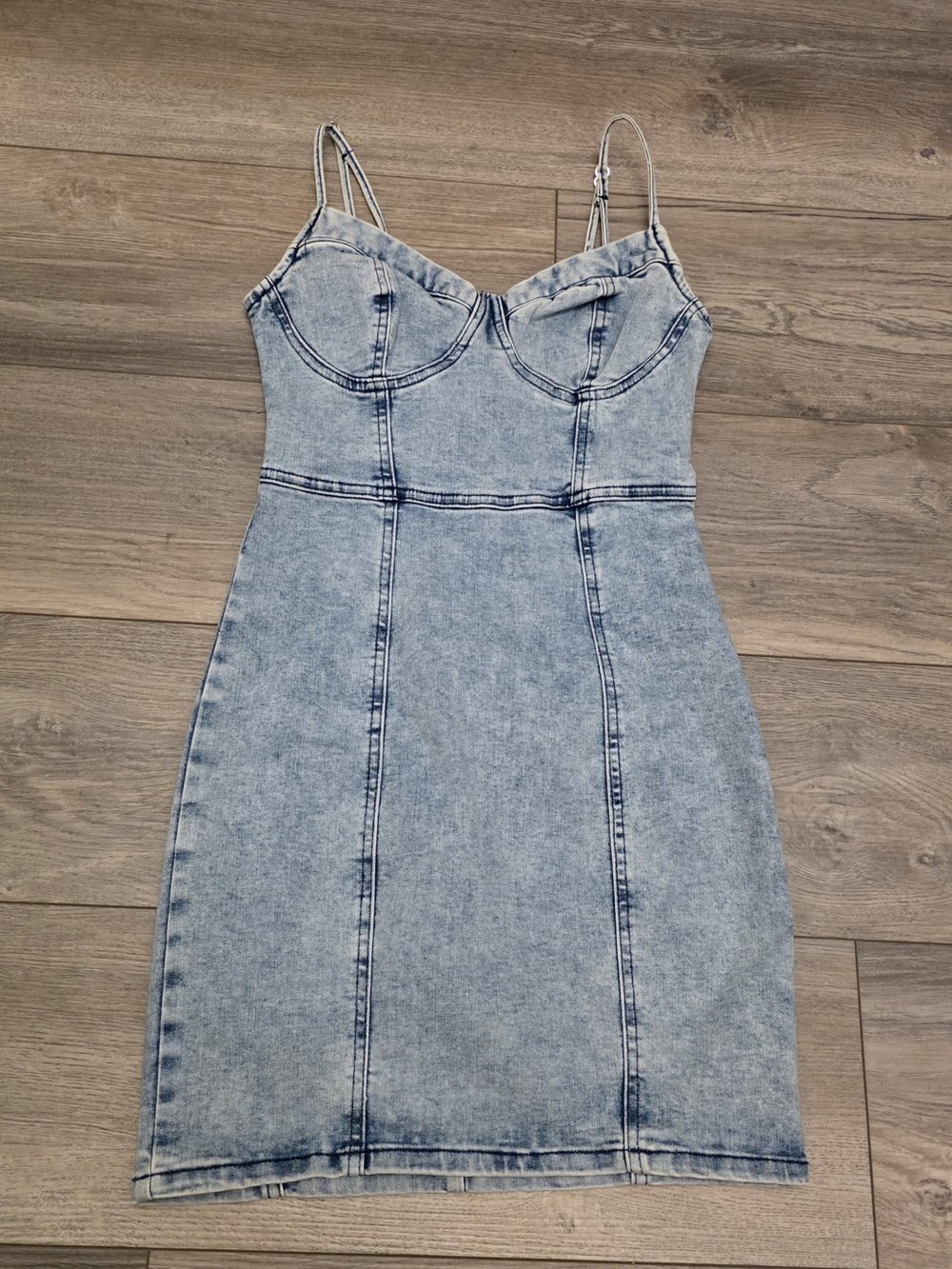 Guess Acid Wash Denim Bustier Bodycon Mini Dress Size XS